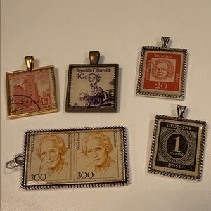 Austria & Germany Vintage Stamp Pendant Collection